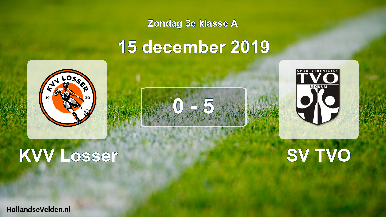 Total number of matches played: KVV Losser - SV TVO 0 - 5 (15 December 2019)