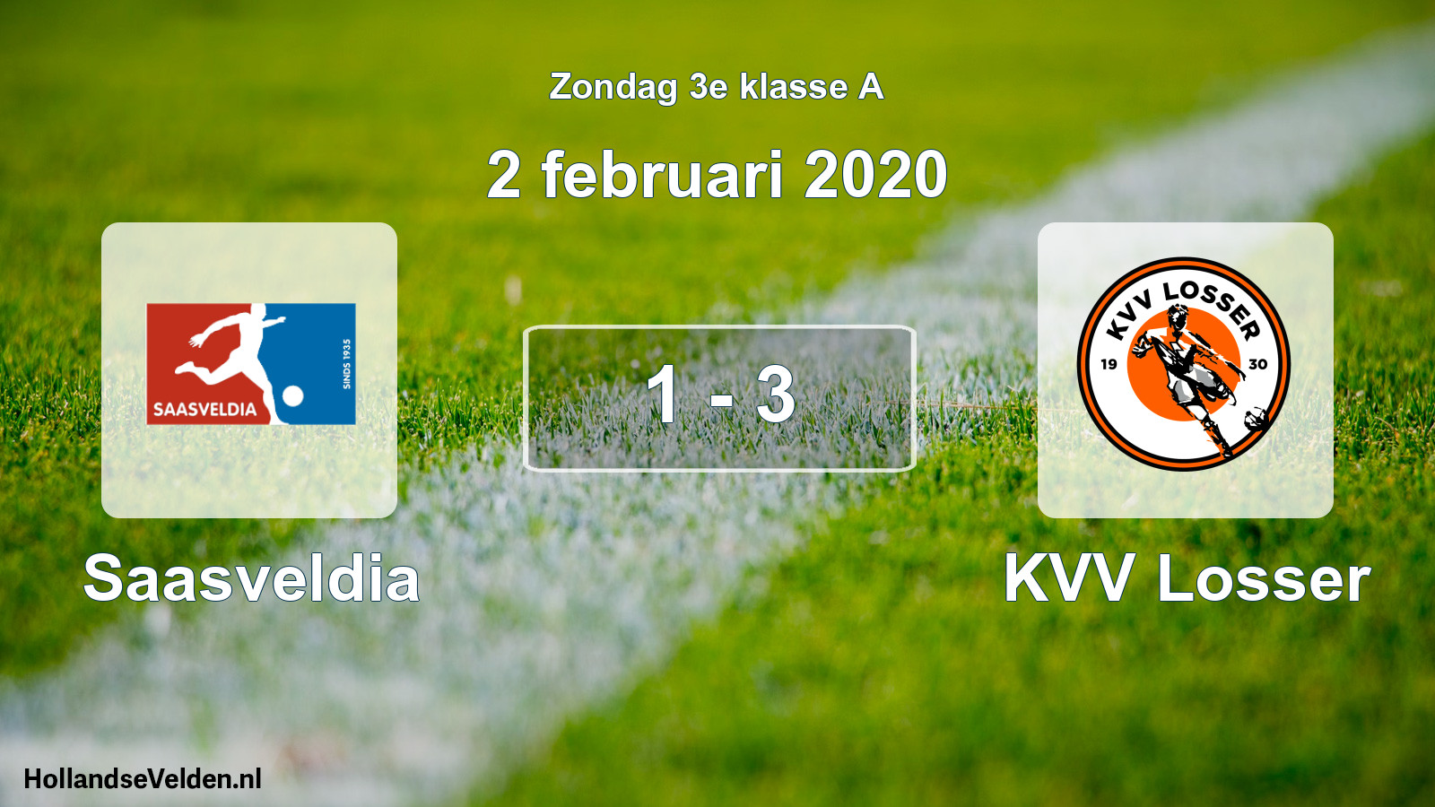 Total number of matches played: Saasveldia - KVV Losser 1 - 3 (2 February 2020)