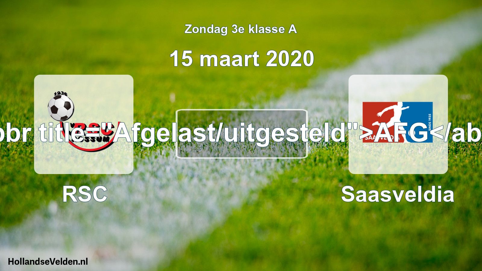 Scheduled Match: RSC - Saasveldia (15 March 2020)