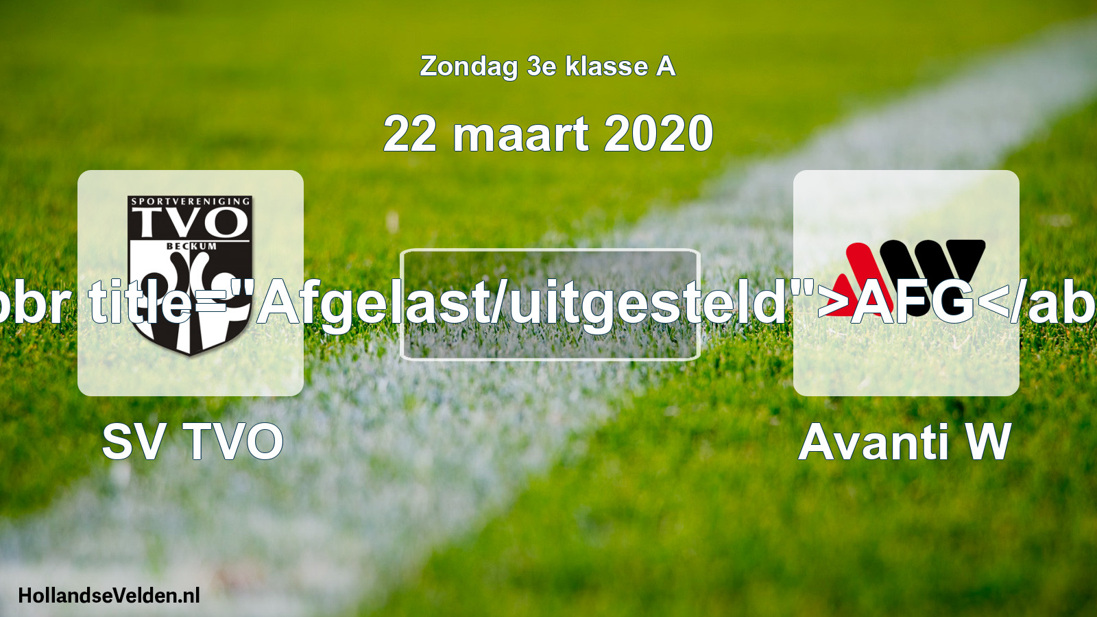 Scheduled Match: SV TVO - Avanti W (22 March 2020)