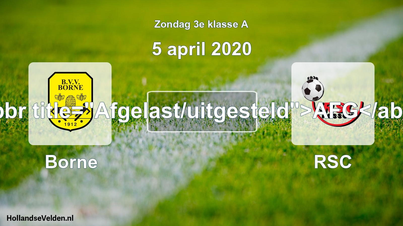 Scheduled Match: Borne - RSC (5 April 2020)