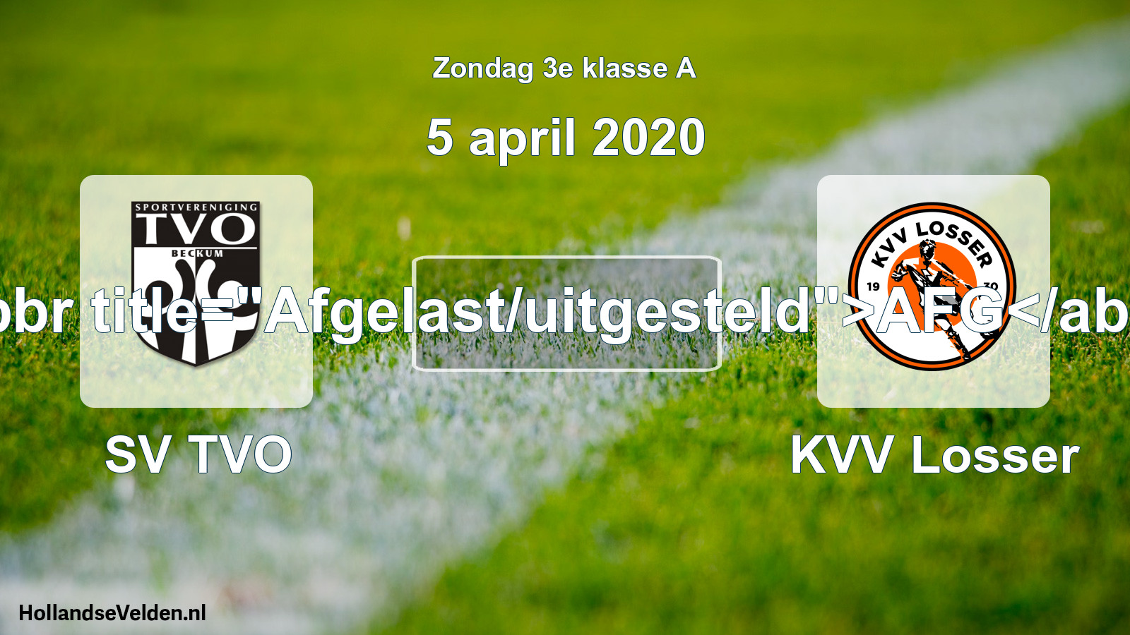 Scheduled Match: SV TVO - KVV Losser (5 April 2020)