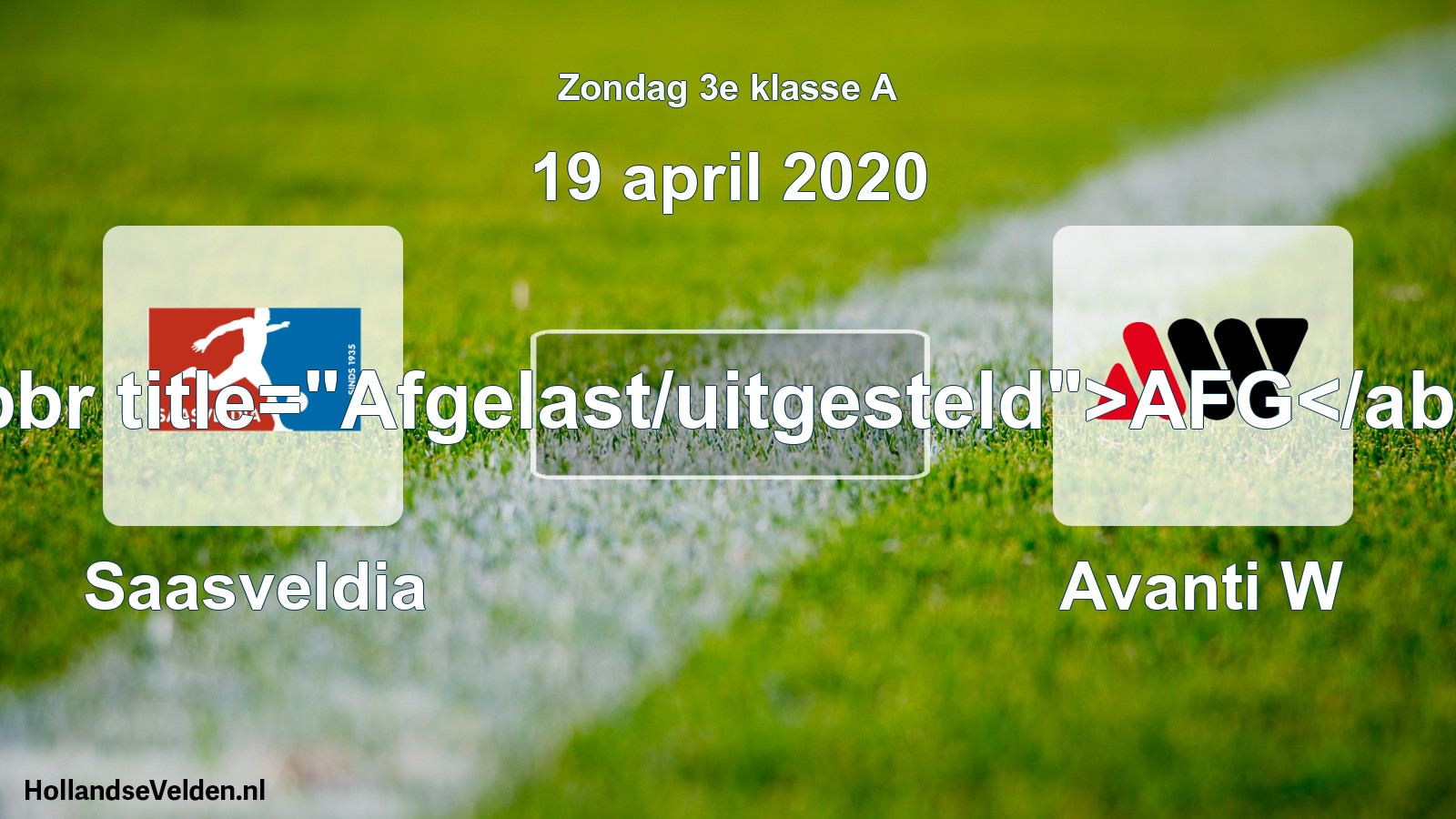 Scheduled Match: Saasveldia - Avanti W (19 April 2020)