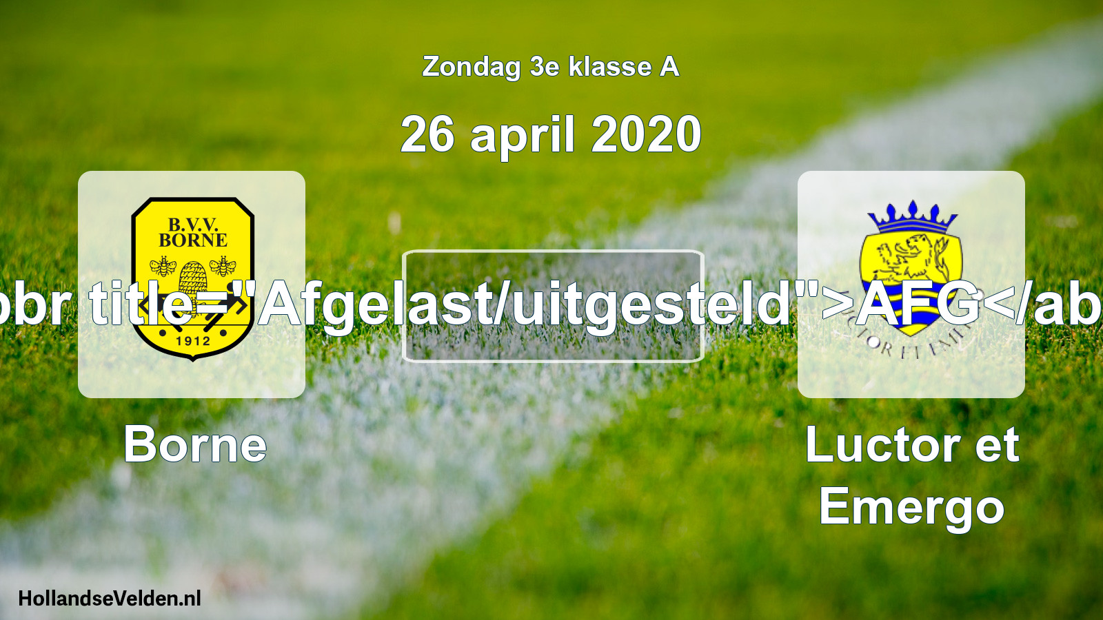 Scheduled Match: Borne - Luctor et Emergo (26 April 2020)