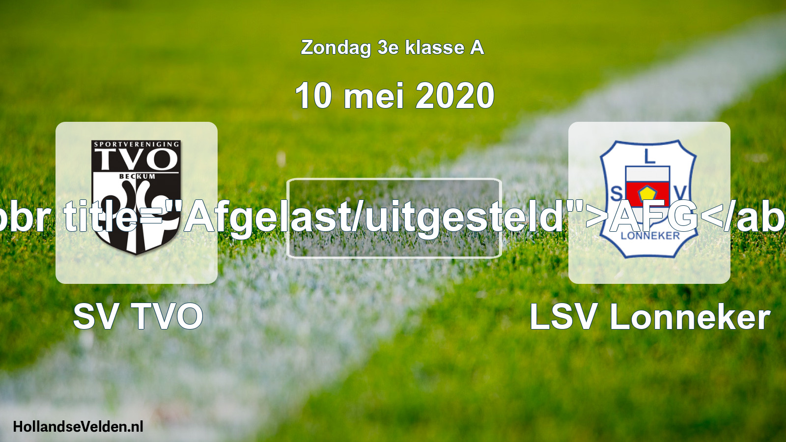Scheduled Match: SV TVO - LSV Lonneker (10 May 2020)