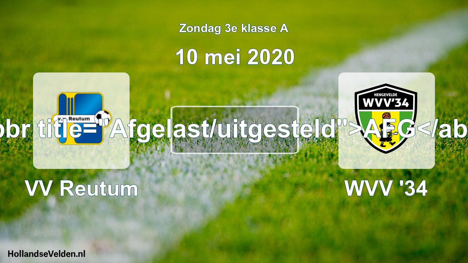 Scheduled Match: VV Reutum - WVV '34 (10 May 2020)