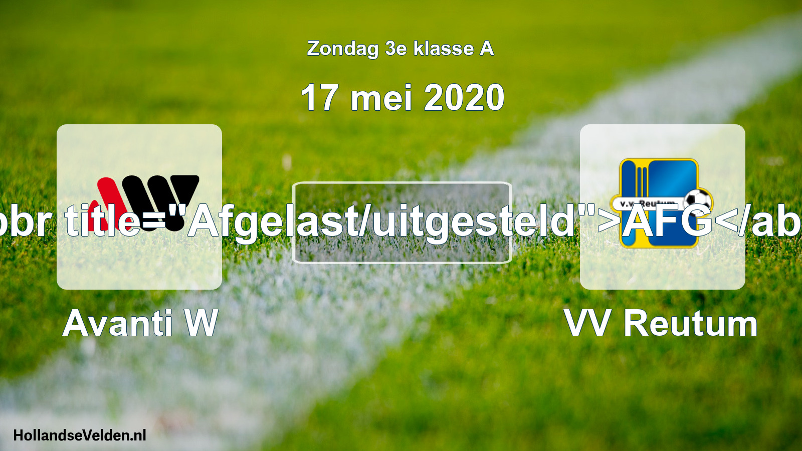 Scheduled Match: Avanti W - VV Reutum (17 May 2020)