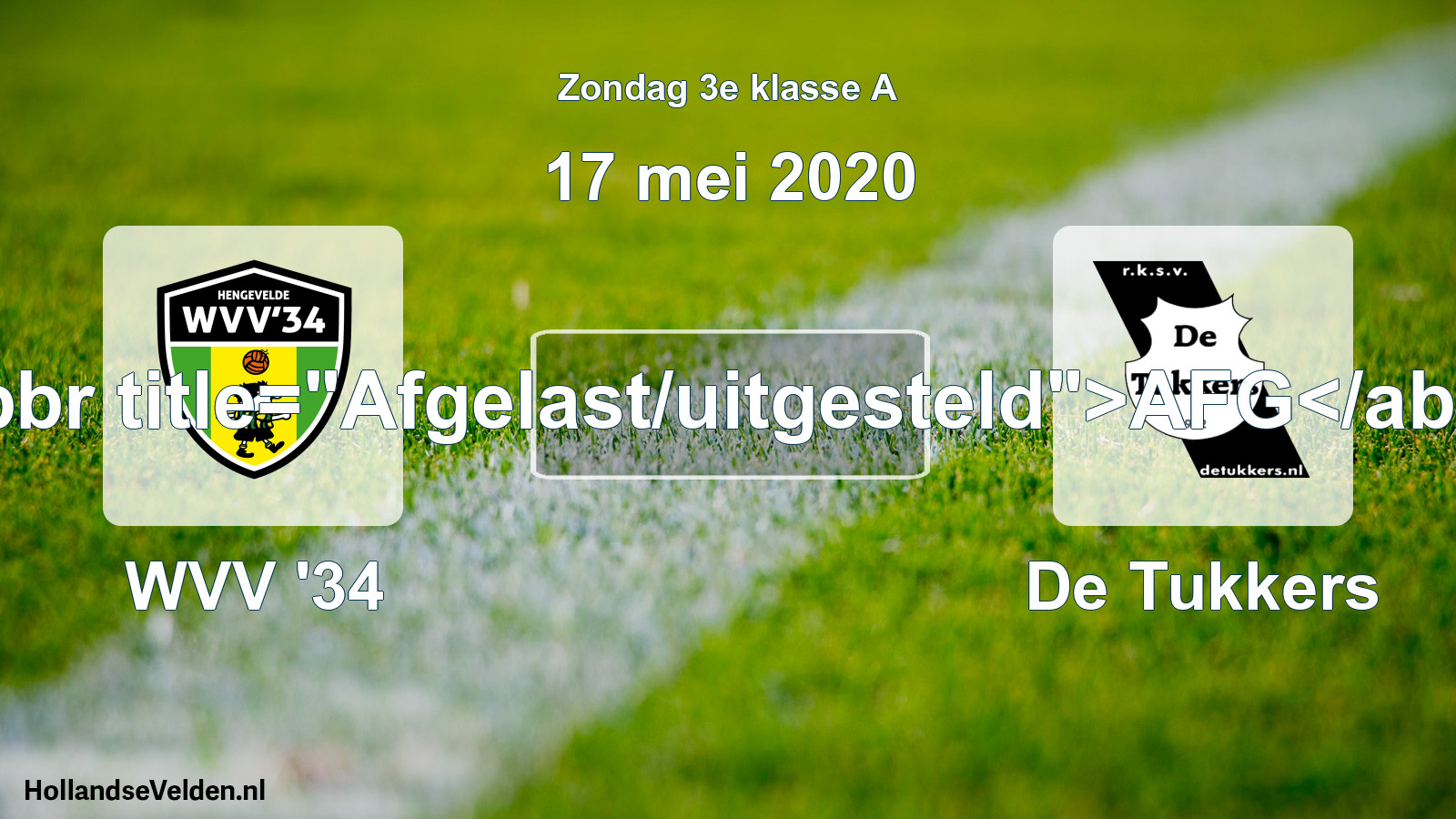 Scheduled Match: WVV '34 - De Tukkers (17 May 2020)