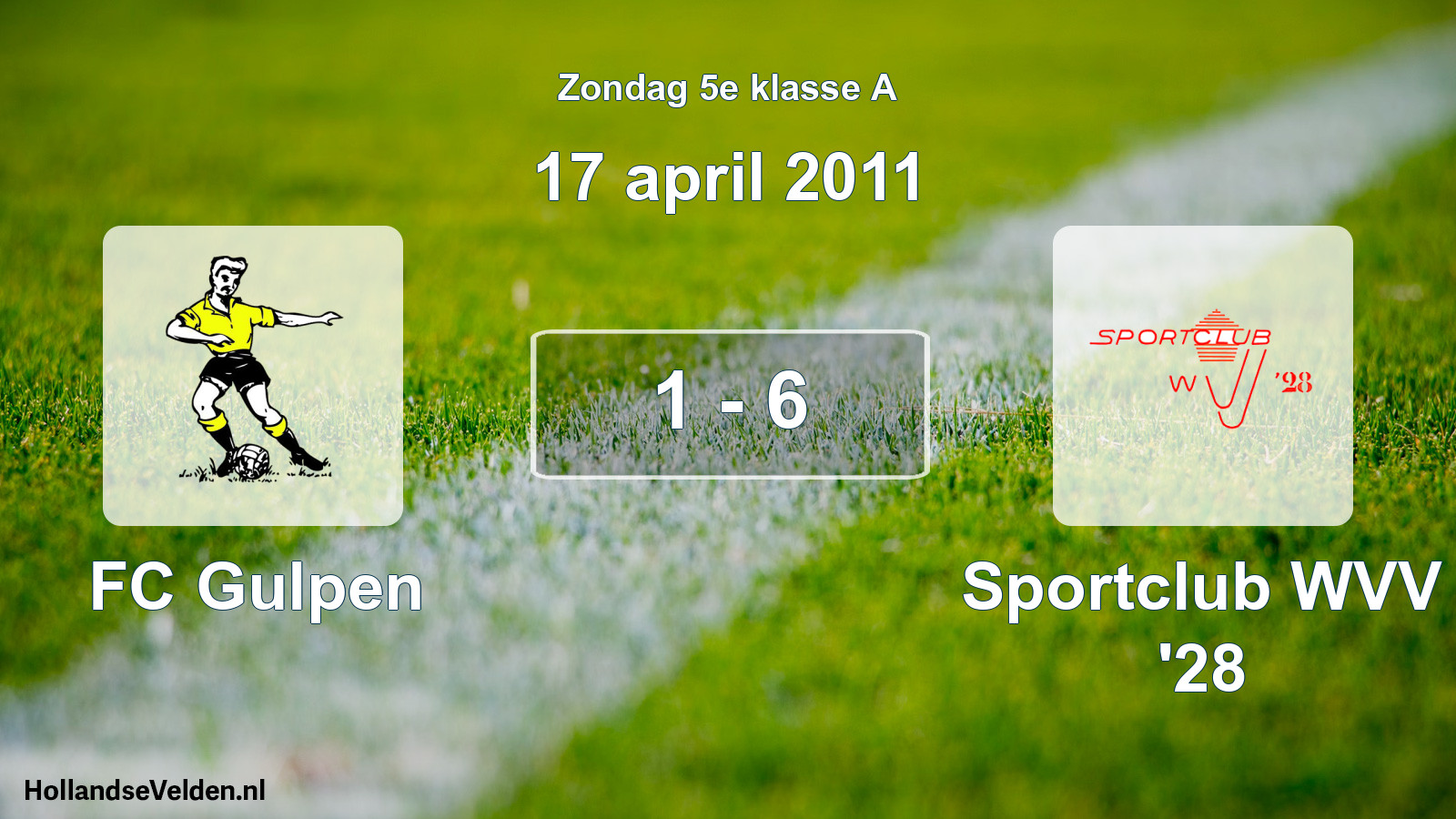 Total number of matches played: FC Gulpen - Sportclub WVV '28 1 - 6 (17 April 2011)