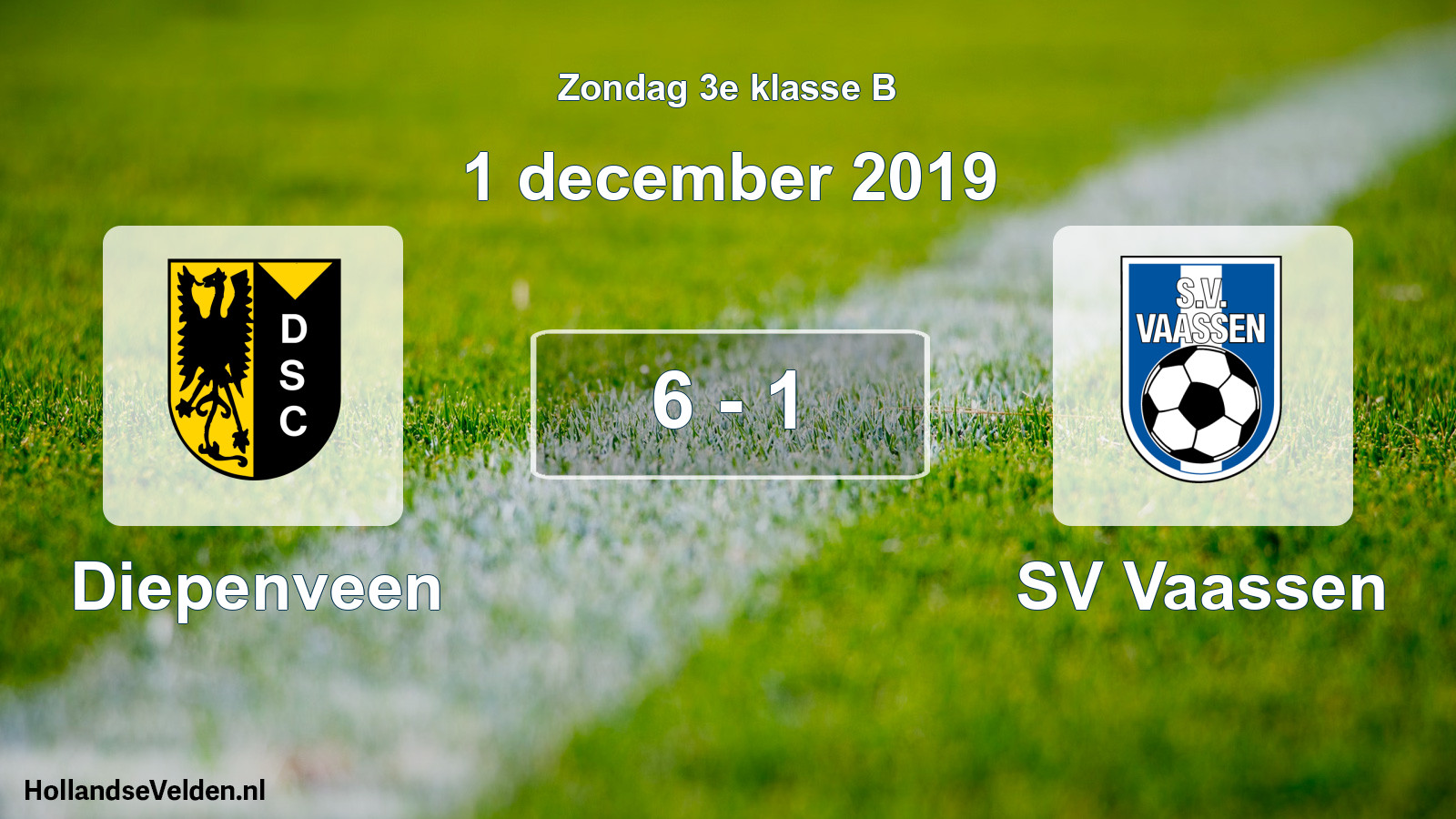 Total number of matches played: Diepenveen - SV Vaassen 6 - 1 (1 December 2019)