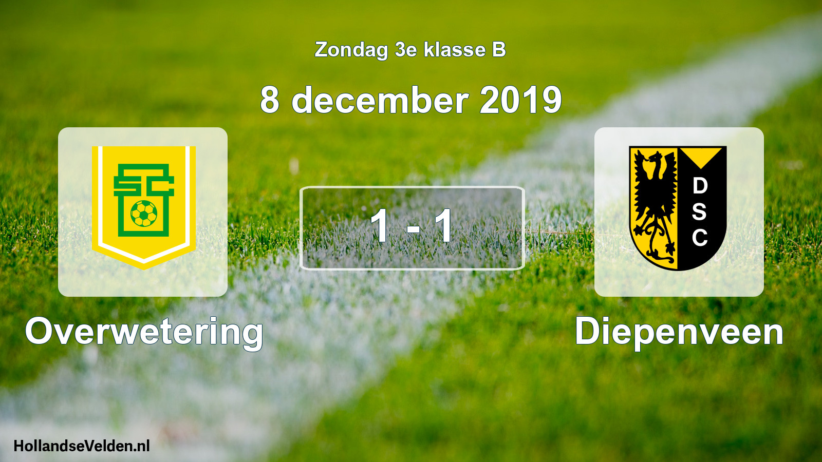 Total number of matches played: Overwetering - Diepenveen 1 - 1 (8 December 2019)