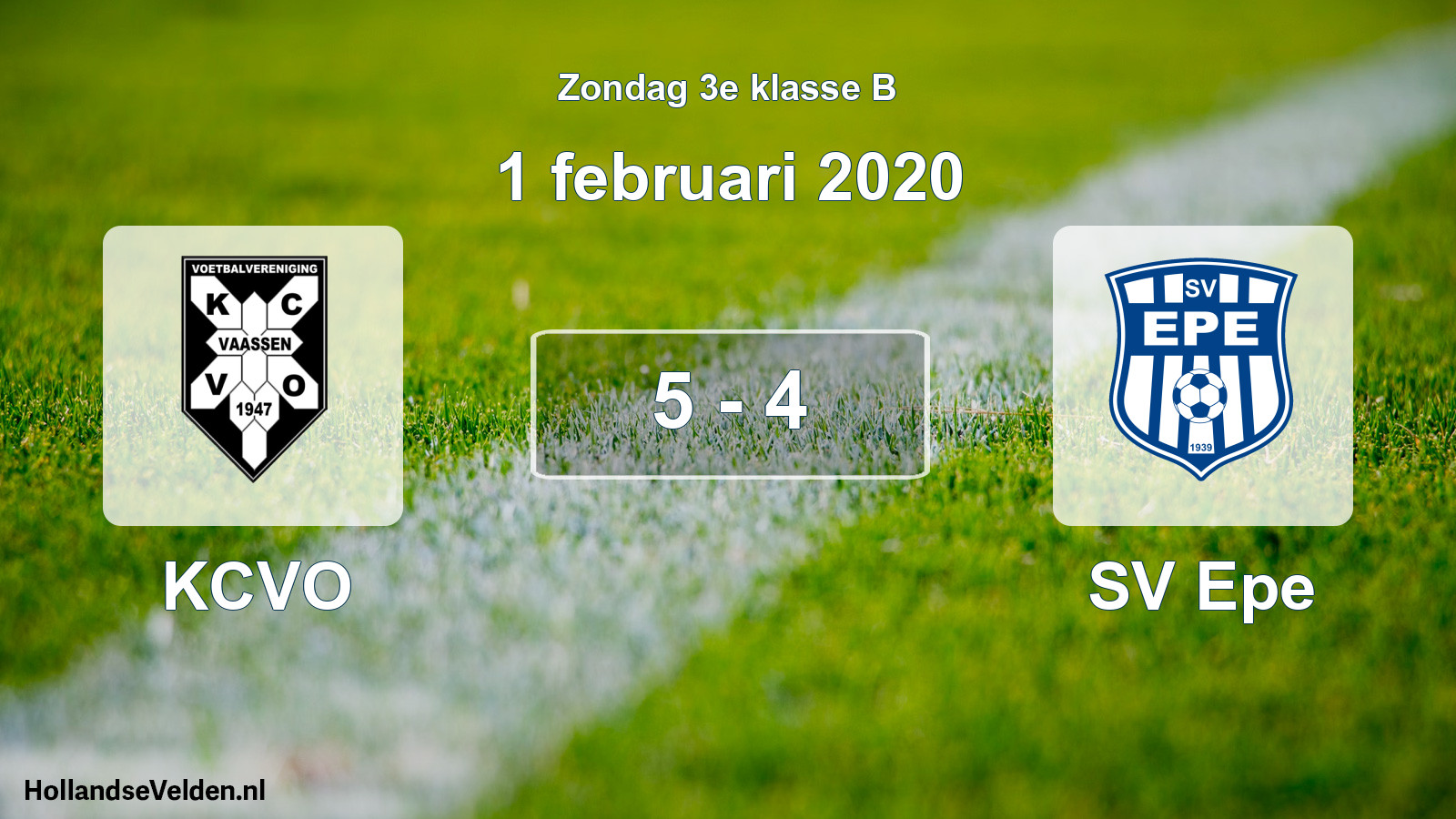 Total number of matches played: KCVO - SV Epe 5 - 4 (1 February 2020)
