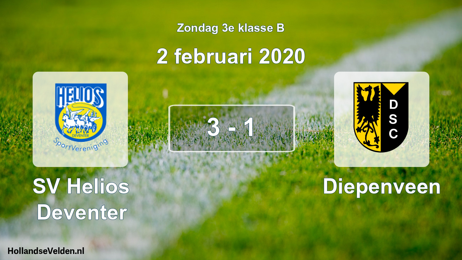 Total number of matches played: SV Helios Deventer - Diepenveen 3 - 1 (2 February 2020)