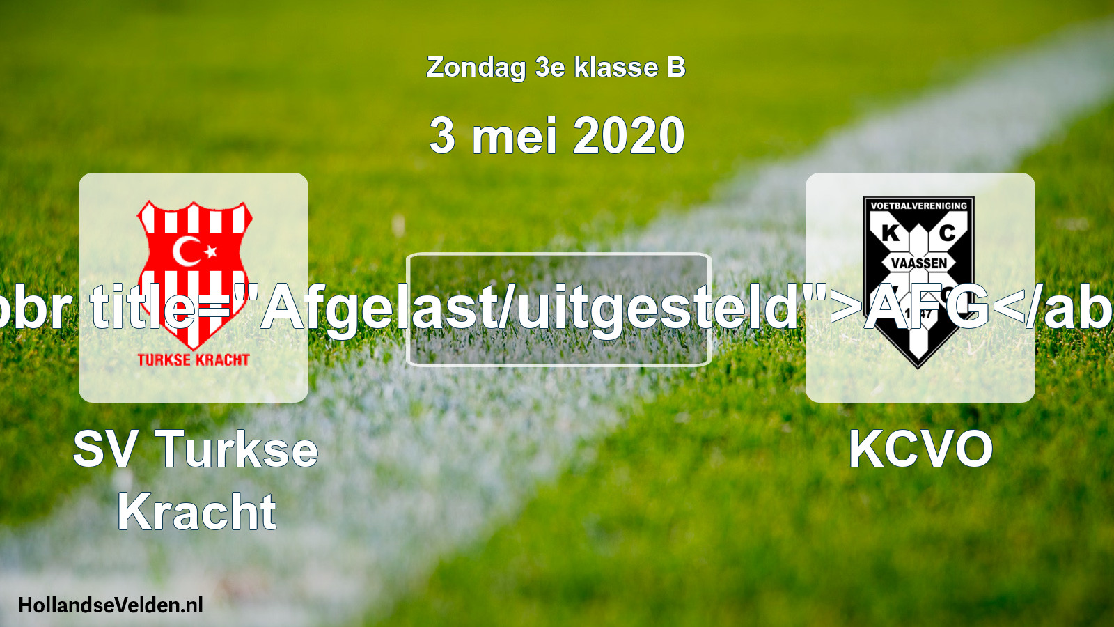 Scheduled Match: SV Turkse Kracht - KCVO (3 May 2020)