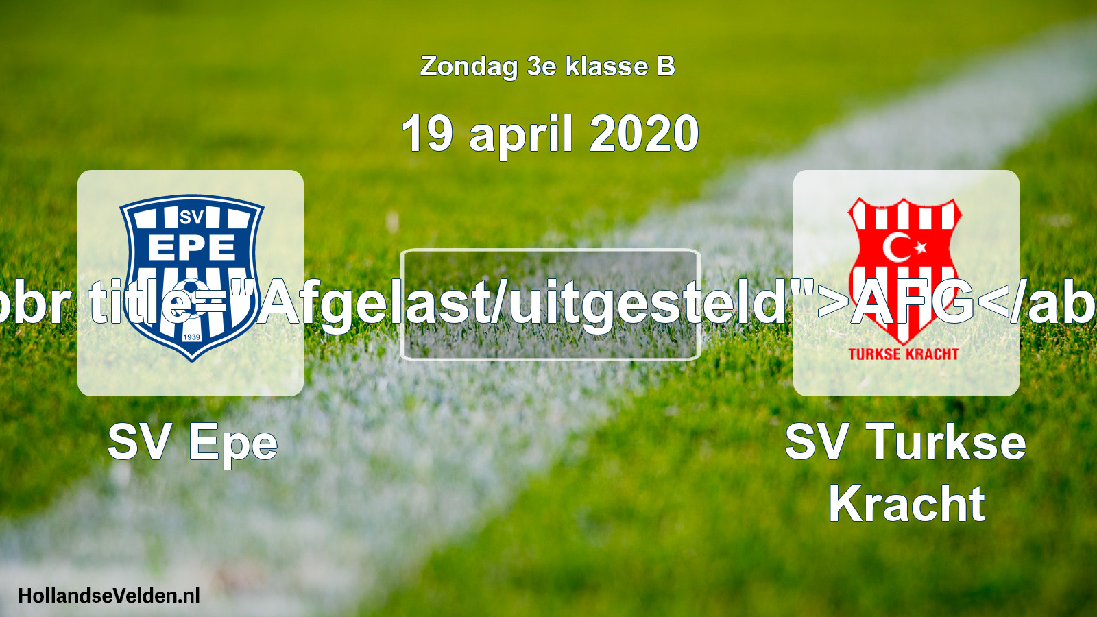 Scheduled Match: SV Epe - SV Turkse Kracht (19 April 2020)