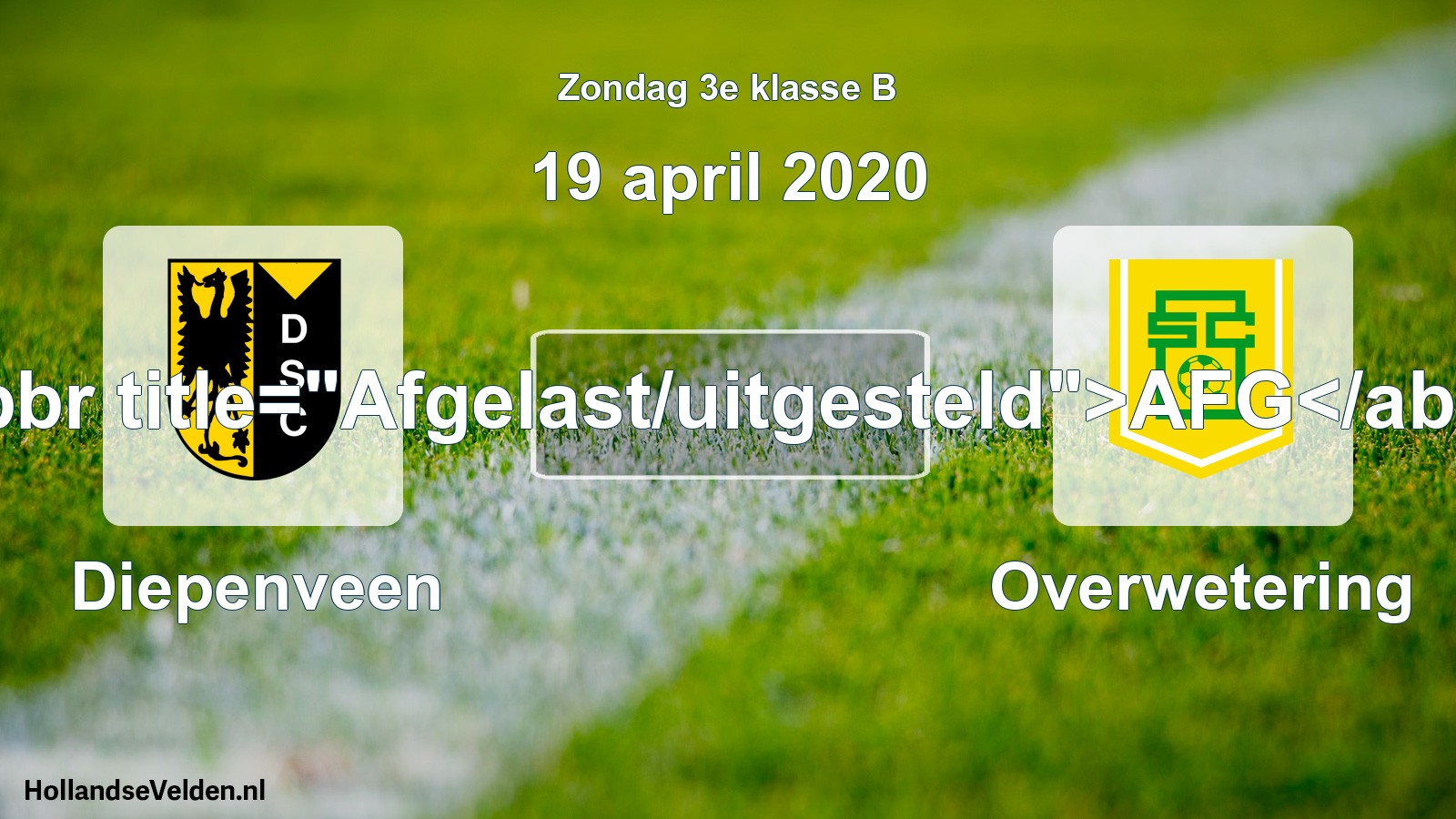 Scheduled Match: Diepenveen - Overwetering (19 April 2020)