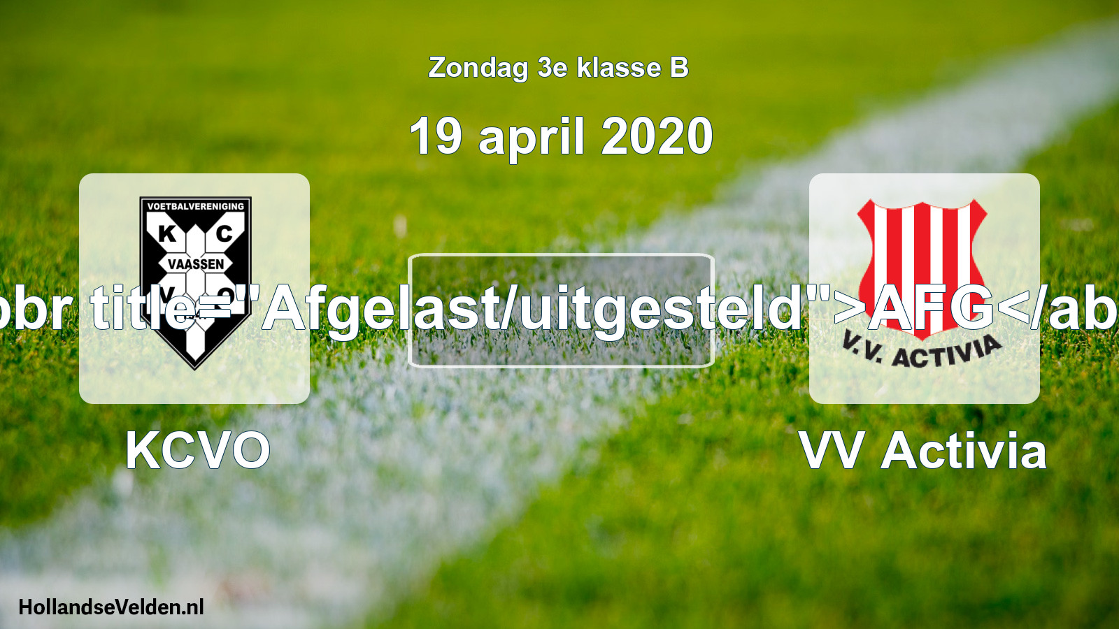 Scheduled Match: KCVO - VV Activia (19 April 2020)