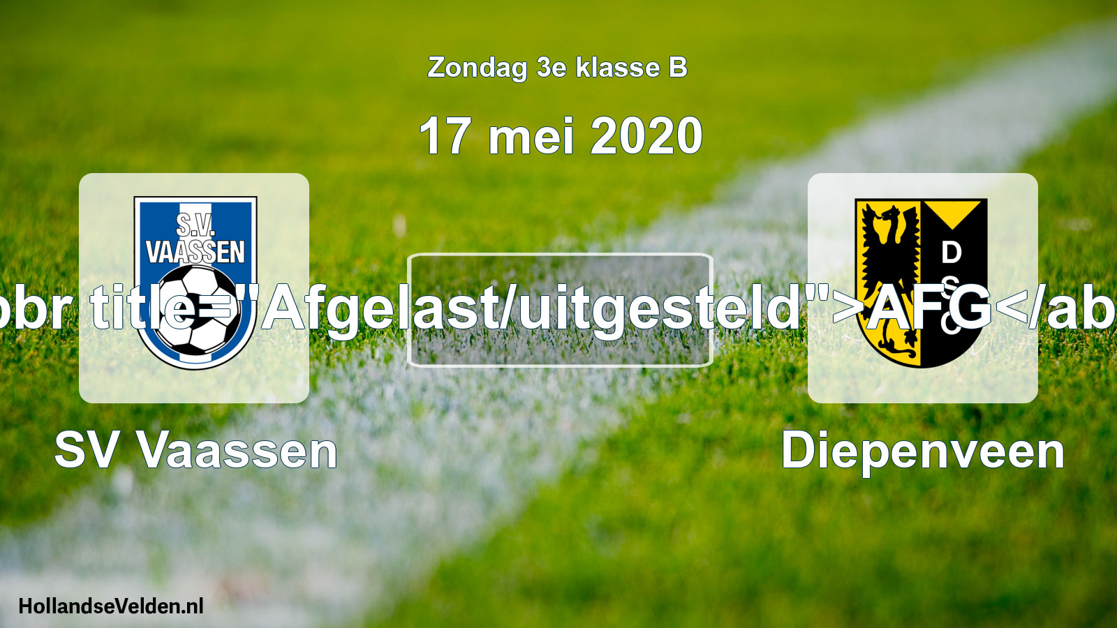Scheduled Match: SV Vaassen - Diepenveen (17 May 2020)