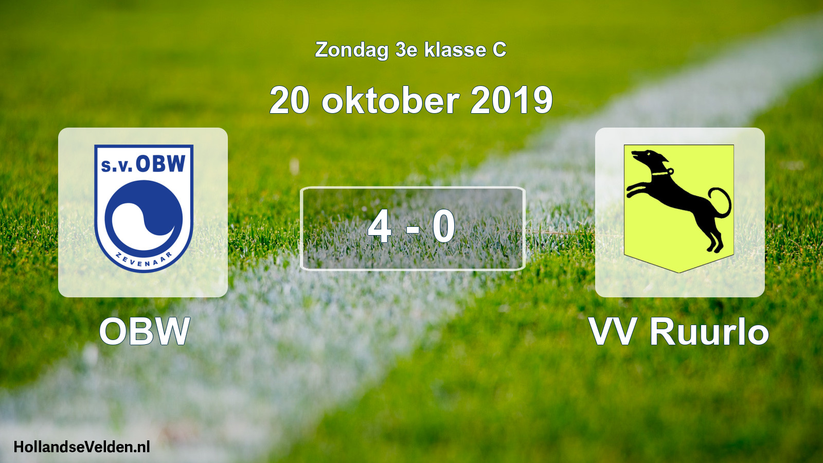 Total number of matches played: OBW - VV Ruurlo 4 - 0 (20 October 2019)