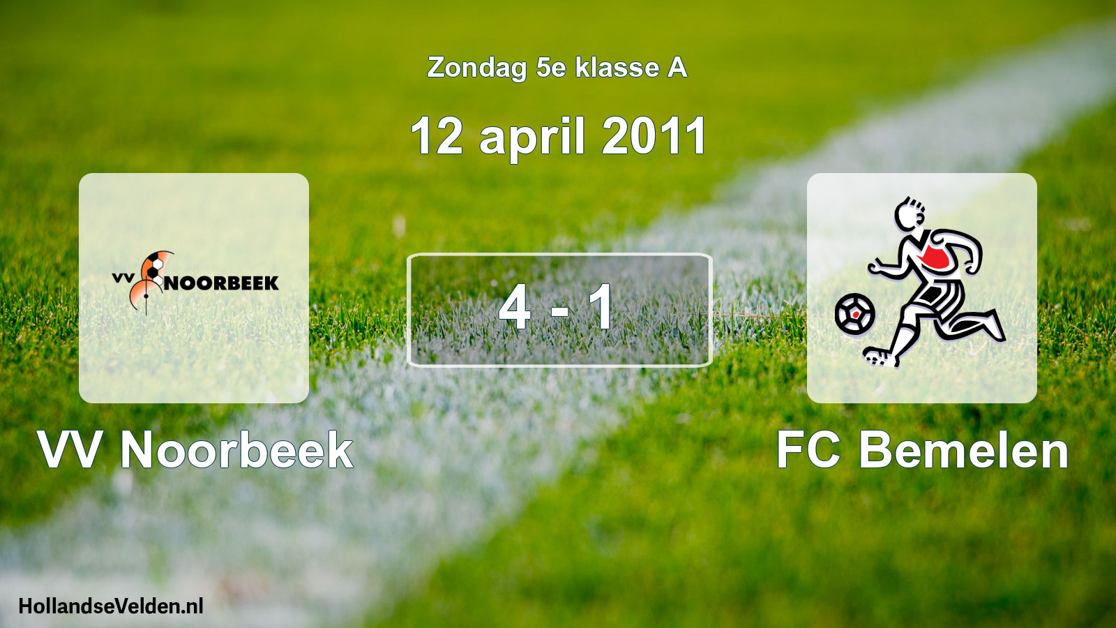 Total number of matches played: VV Noorbeek - FC Bemelen 4 - 1 (12 April 2011)