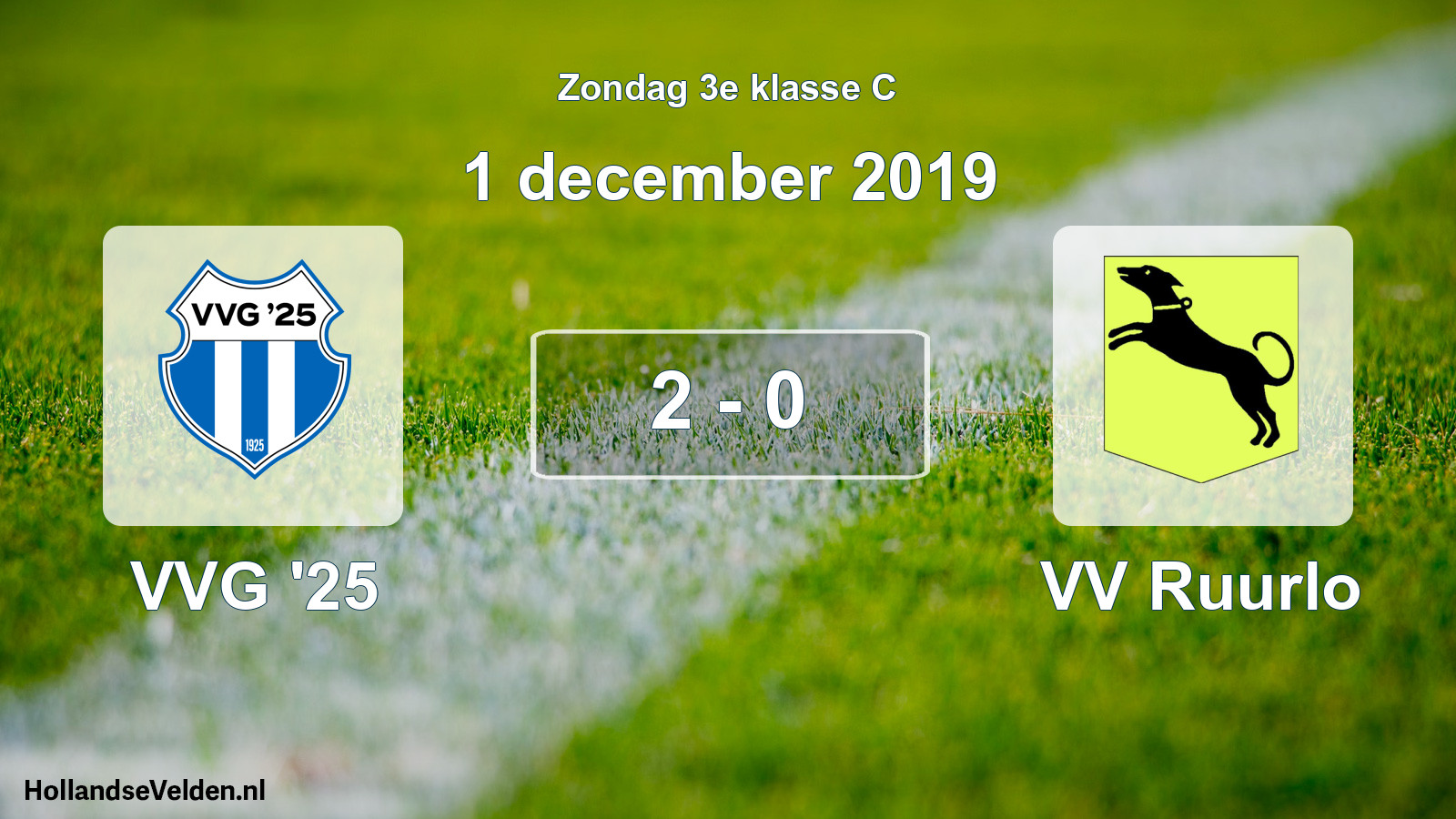 Total number of matches played: VVG '25 - VV Ruurlo 2 - 0 (1 December 2019)