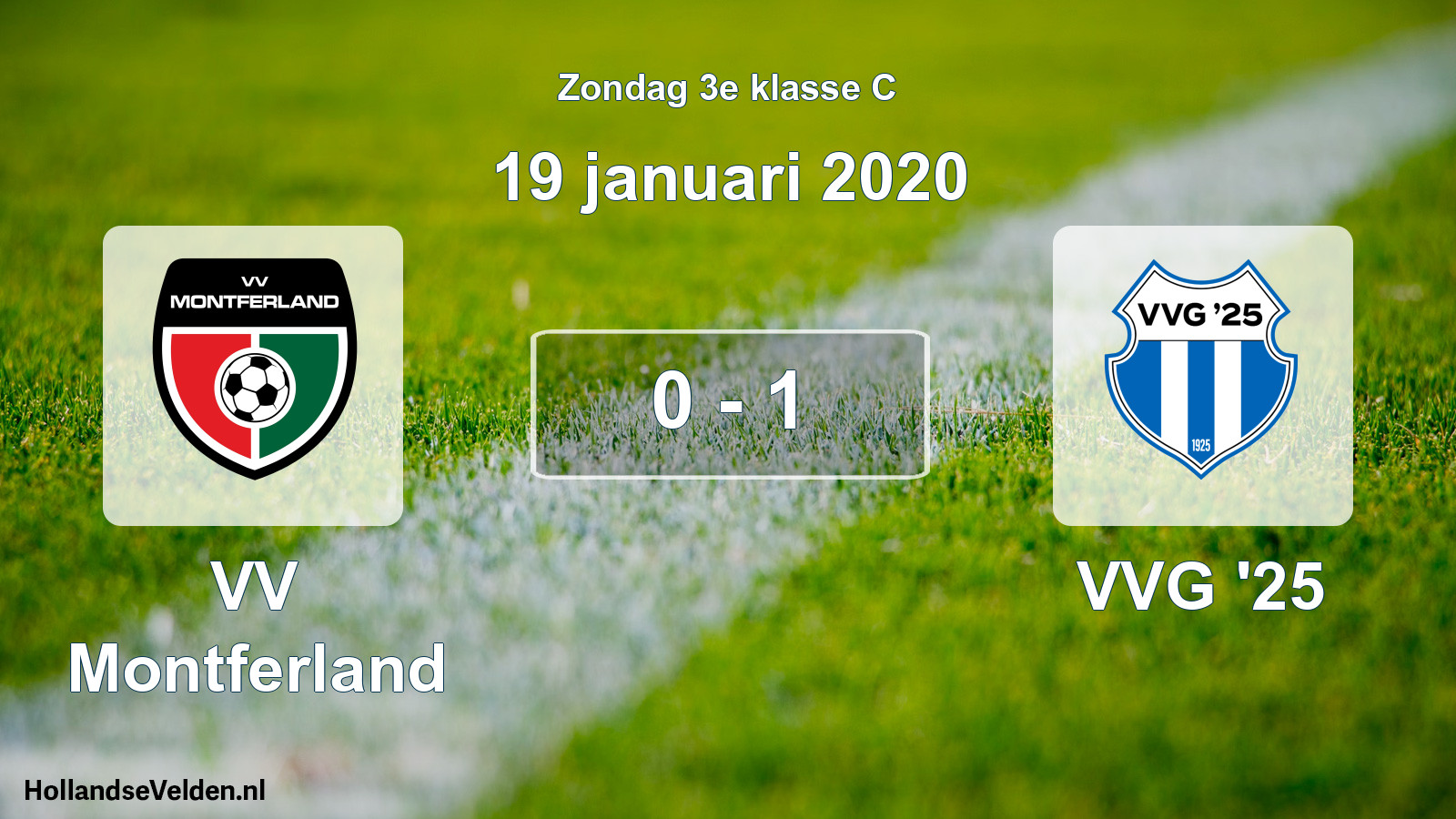 Total number of matches played: VV Montferland - VVG '25 0 - 1 (19 January 2020)
