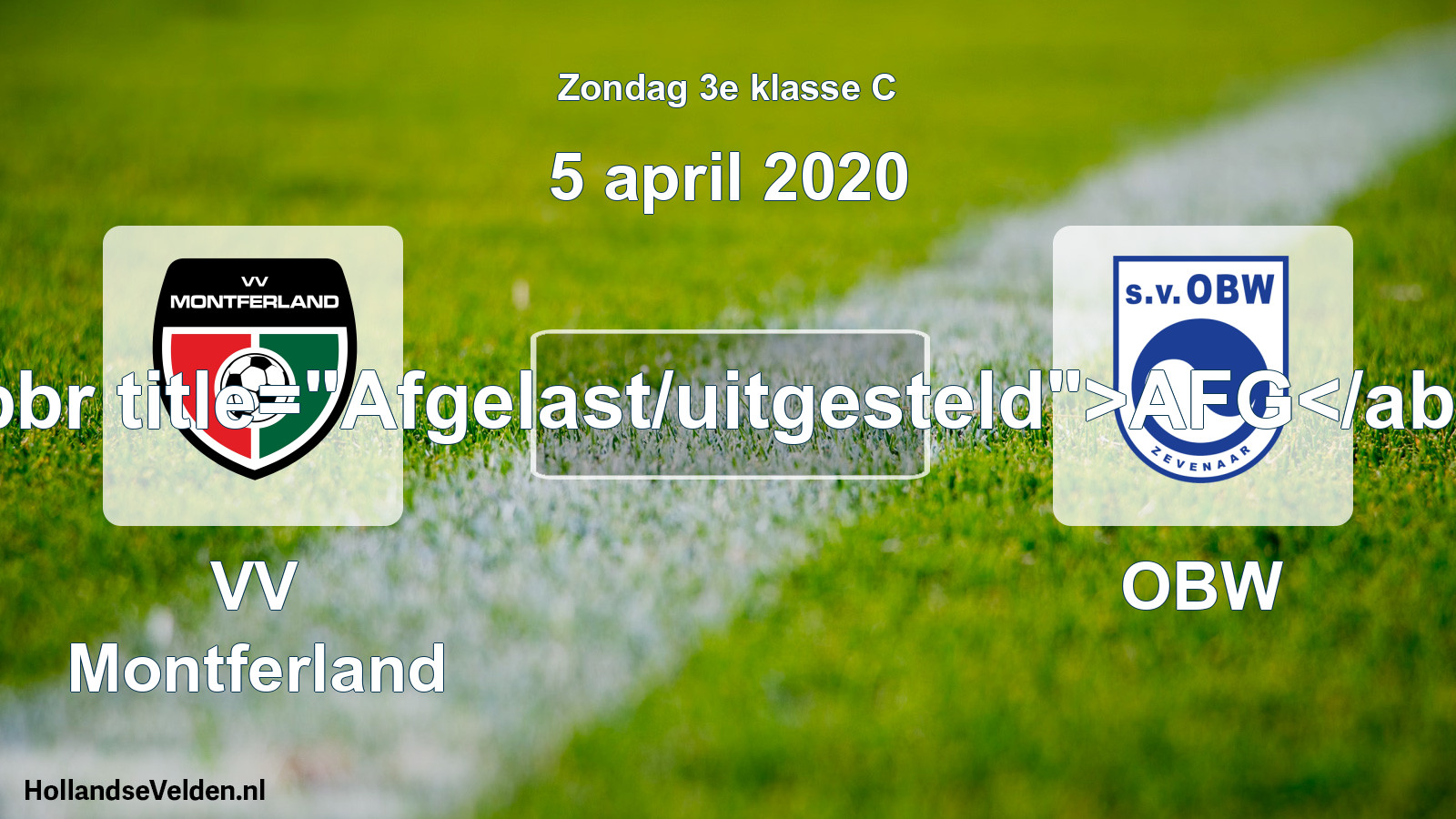 Scheduled Match: VV Montferland - OBW (5 April 2020)
