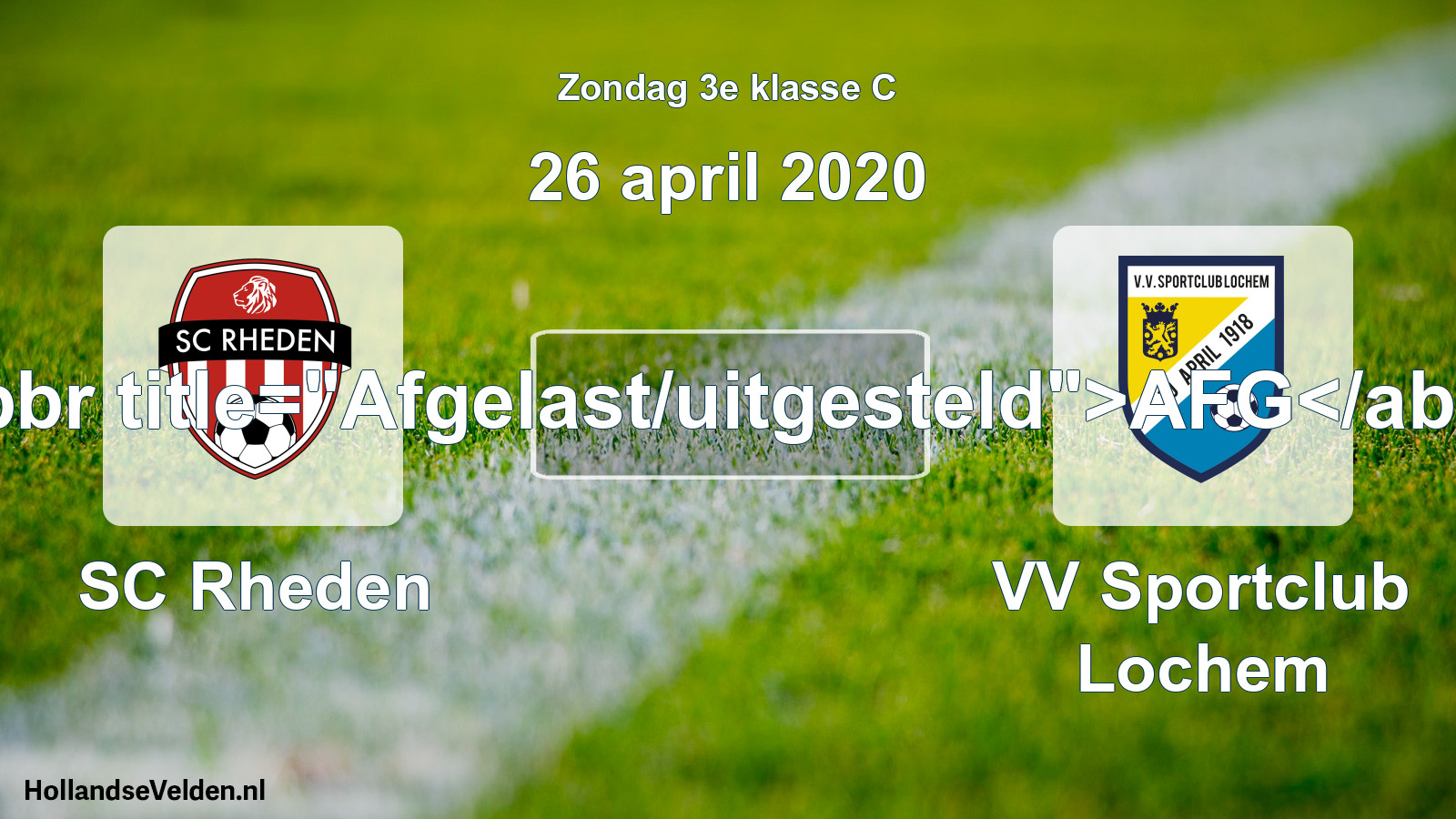 Scheduled Match: SC Rheden - VV Sportclub Lochem (26 April 2020)