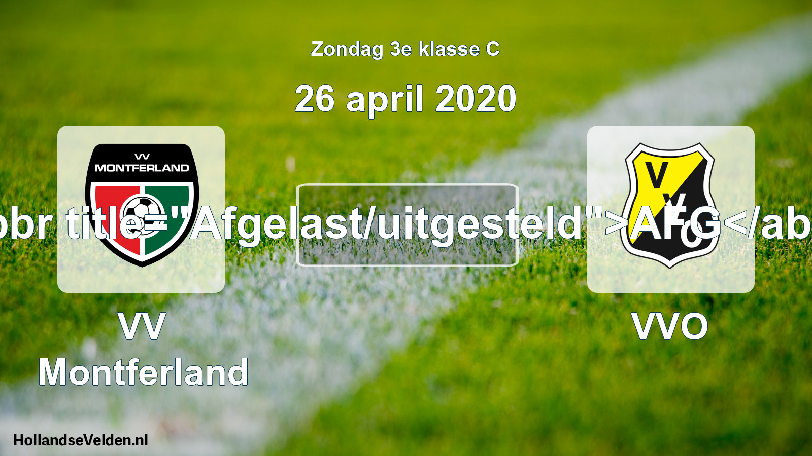 Scheduled Match: VV Montferland - VVO (26 April 2020)