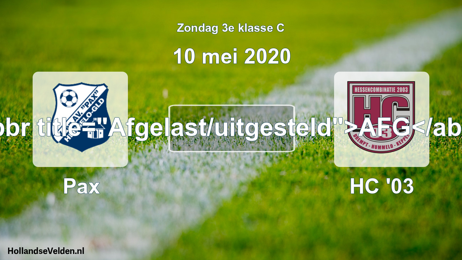 Scheduled Match: Pax - HC '03 (10 May 2020)