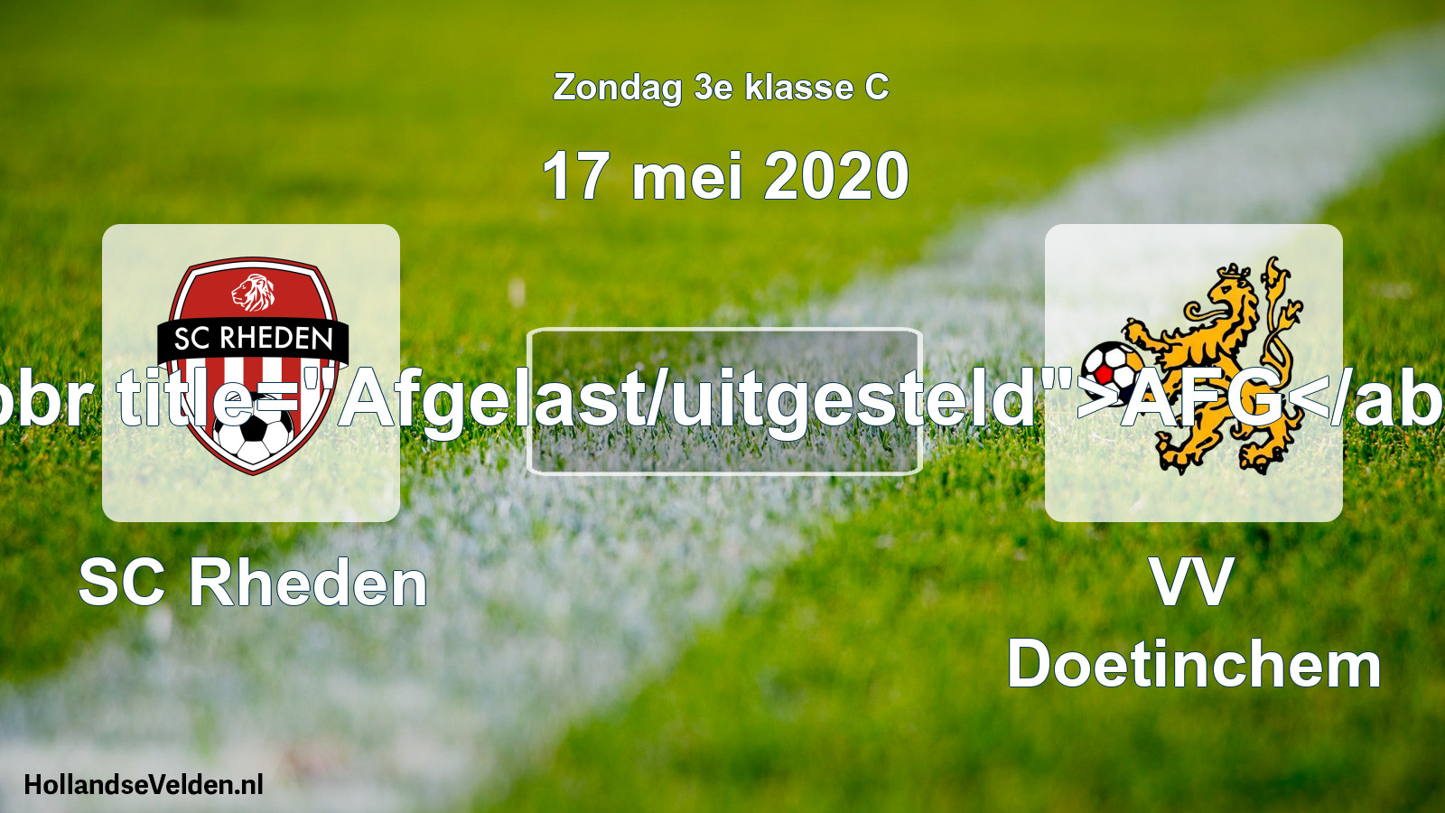 Scheduled Match: SC Rheden - VV Doetinchem (17 May 2020)