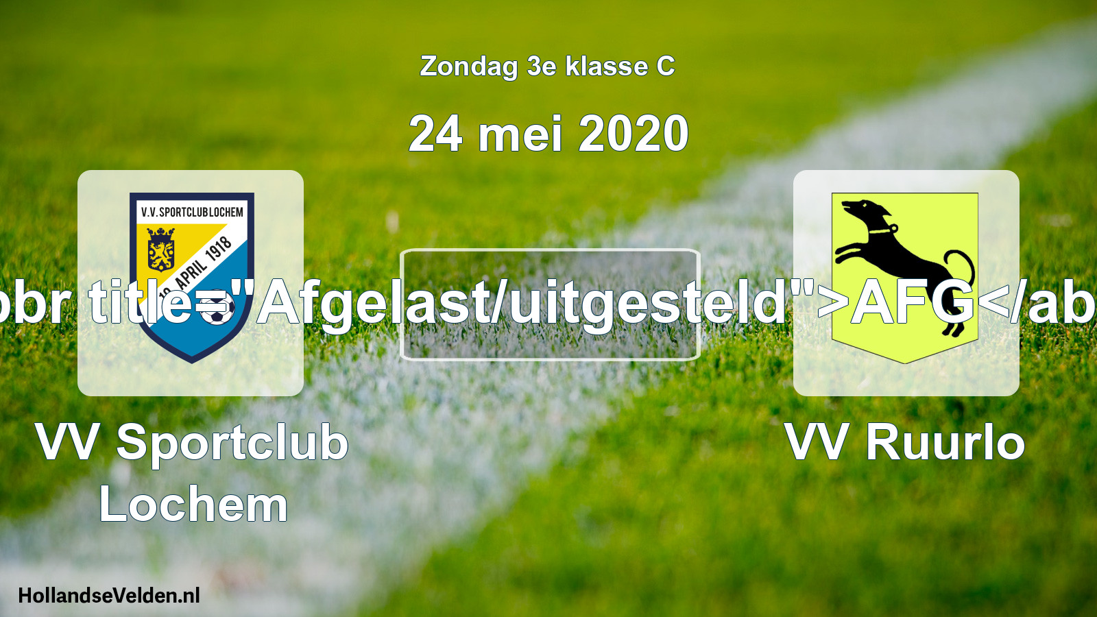 Scheduled Match: VV Sportclub Lochem - VV Ruurlo (24 May 2020)