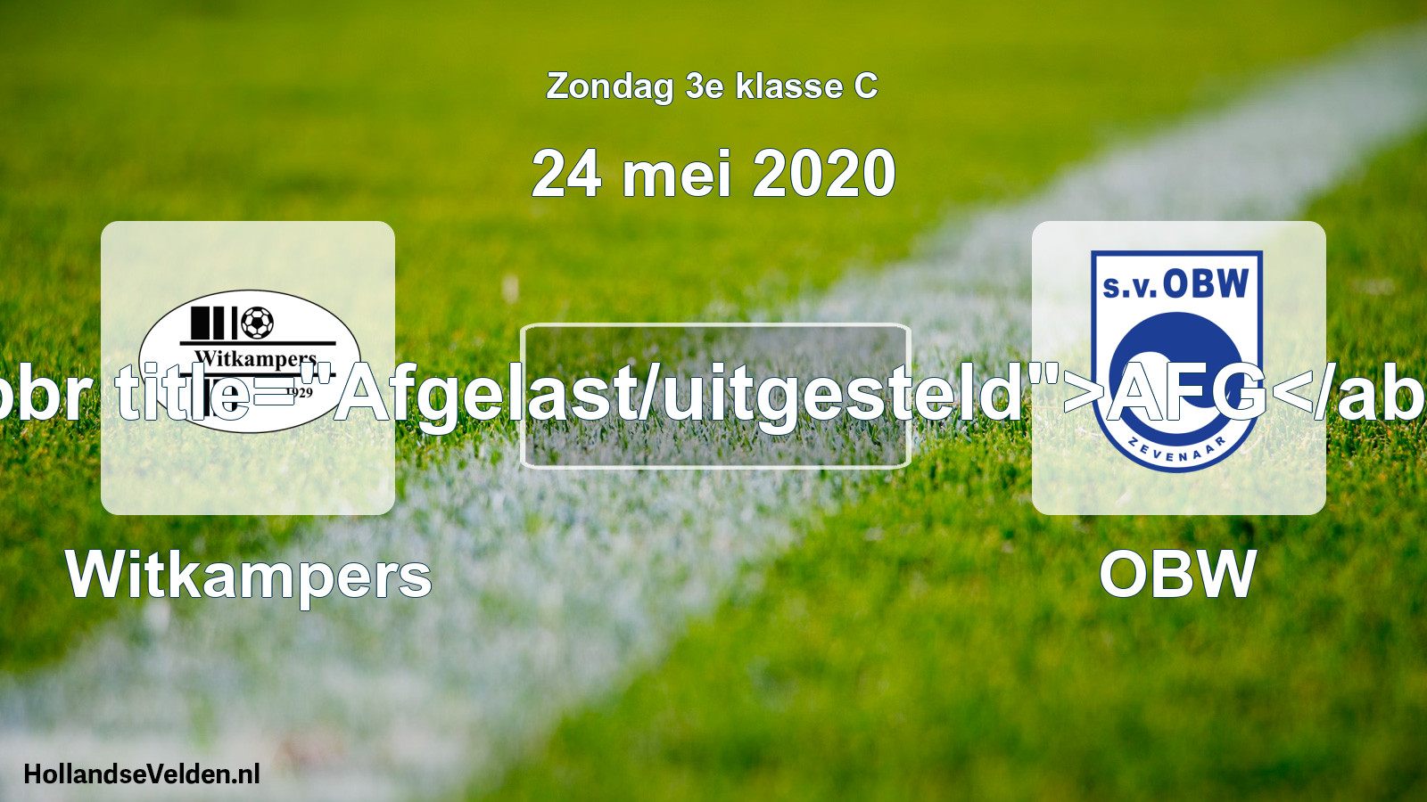 Scheduled Match: Witkampers - OBW (24 May 2020)