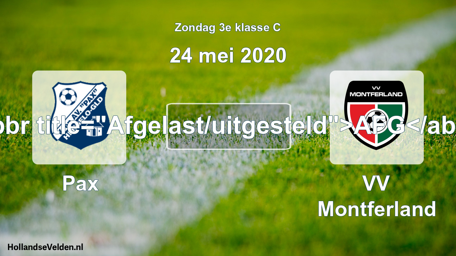 Scheduled Match: Pax - VV Montferland (24 May 2020)