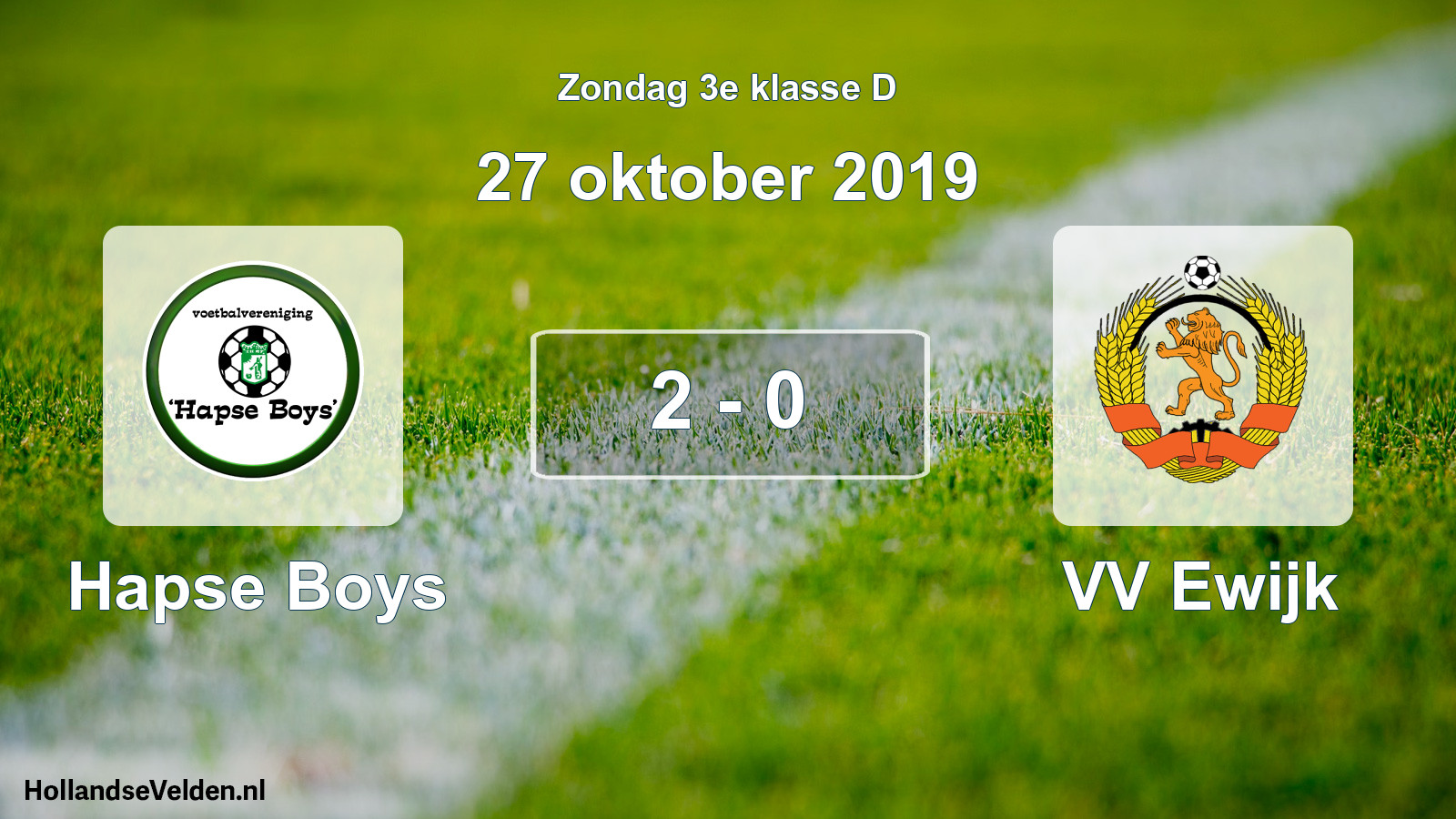 Total number of matches played: Hapse Boys - VV Ewijk 2 - 0 (27 October 2019)