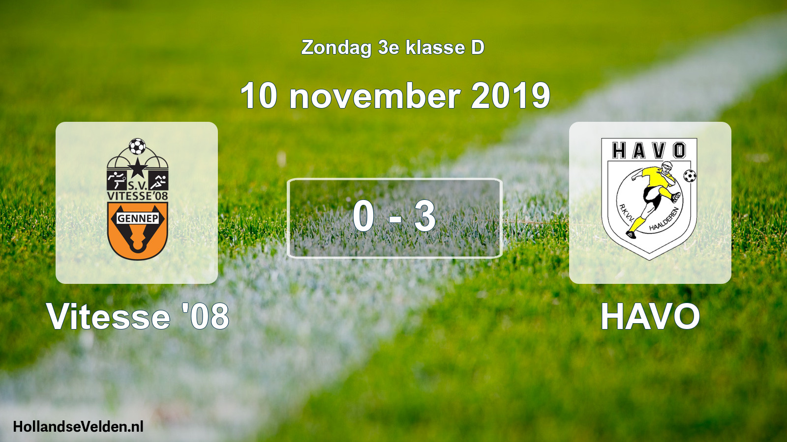 Total number of matches played: Vitesse '08 - HAVO 0 - 3 (10 November 2019)