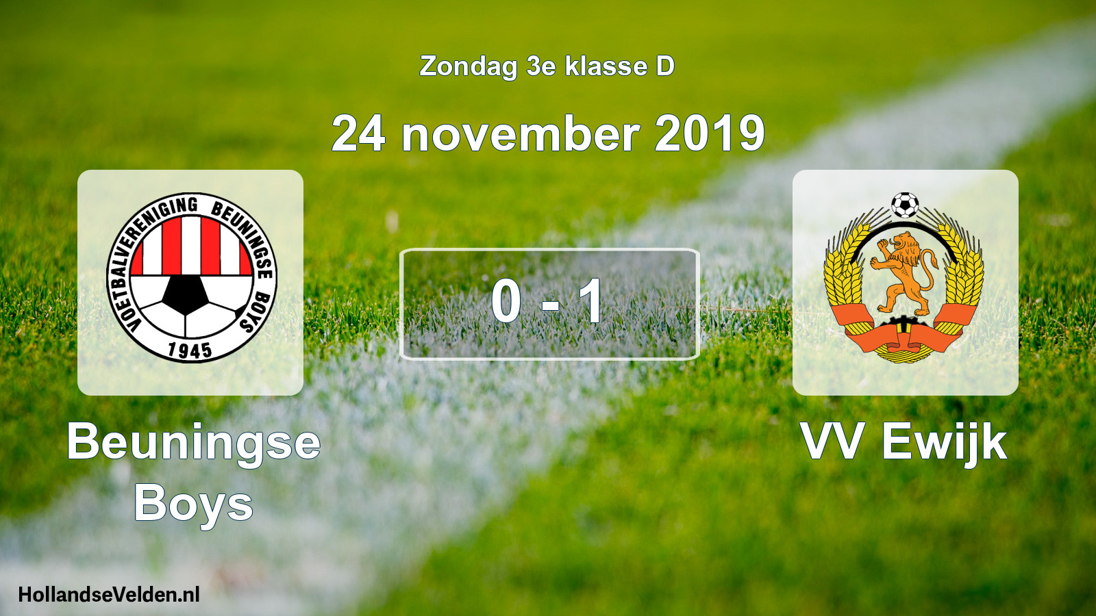 Total number of matches played: Beuningse Boys - VV Ewijk 0 - 1 (24 November 2019)