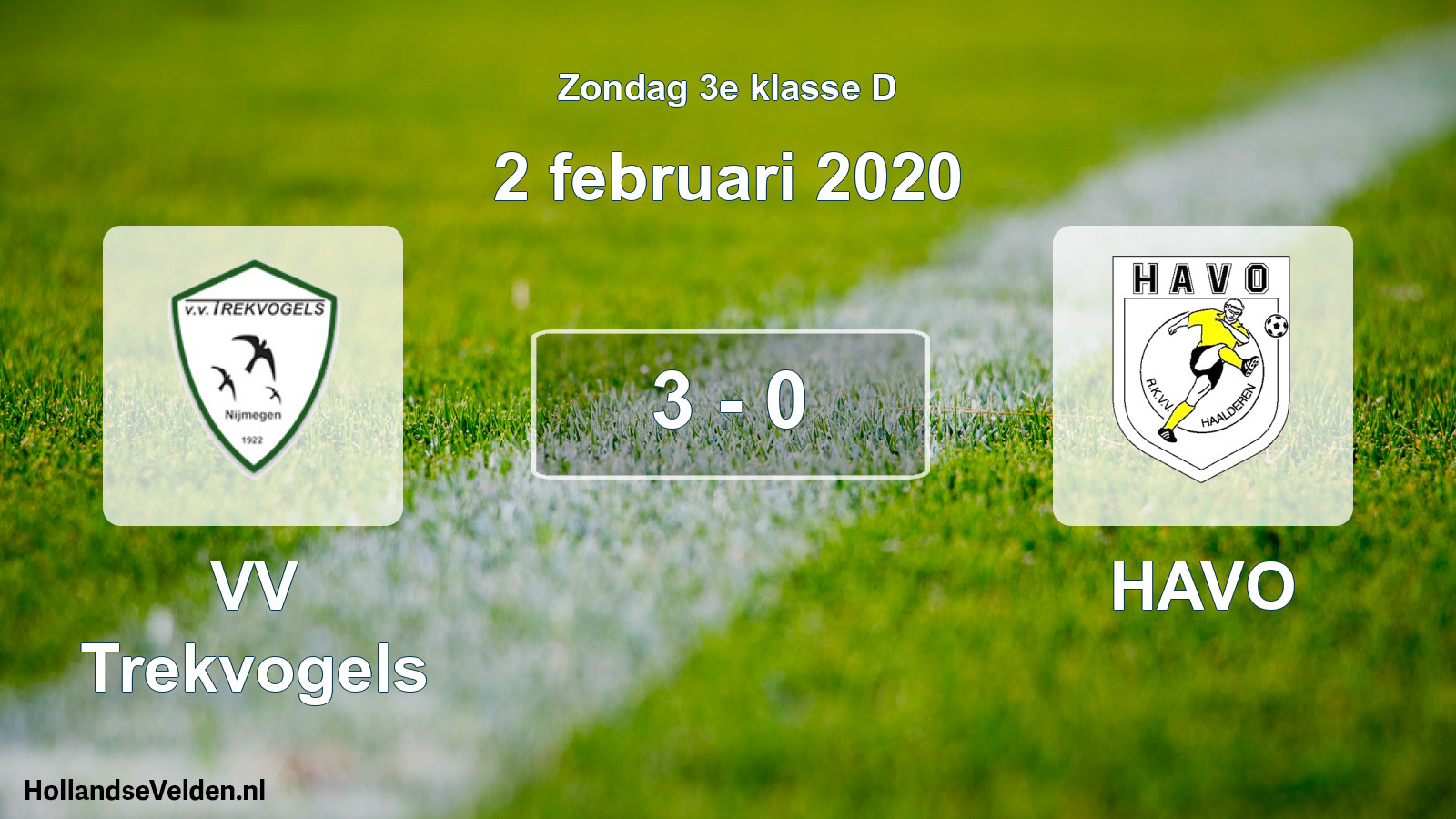 Total number of matches played: VV Trekvogels - HAVO 3 - 0 (2 February 2020)