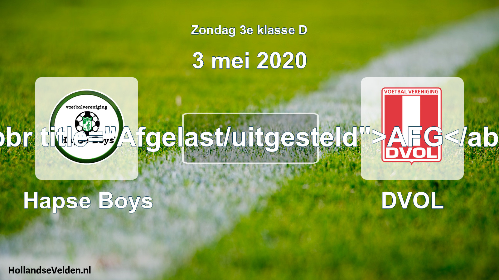 Scheduled Match: Hapse Boys - DVOL (3 May 2020)