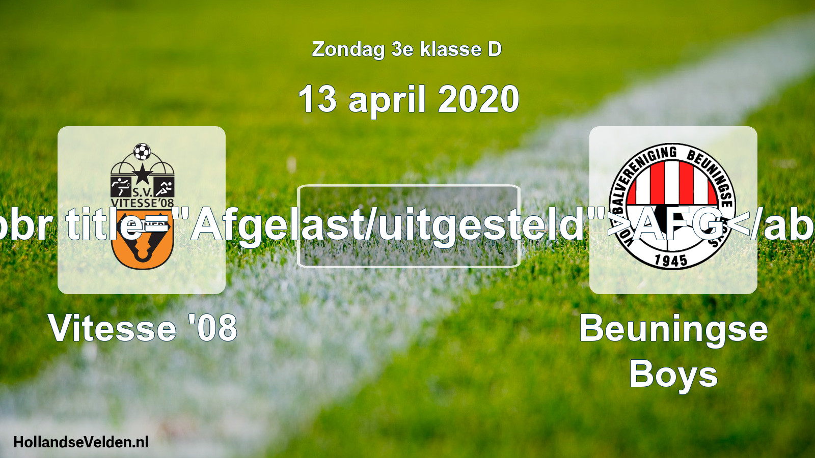 Scheduled Match: Vitesse '08 - Beuningse Boys (13 April 2020)