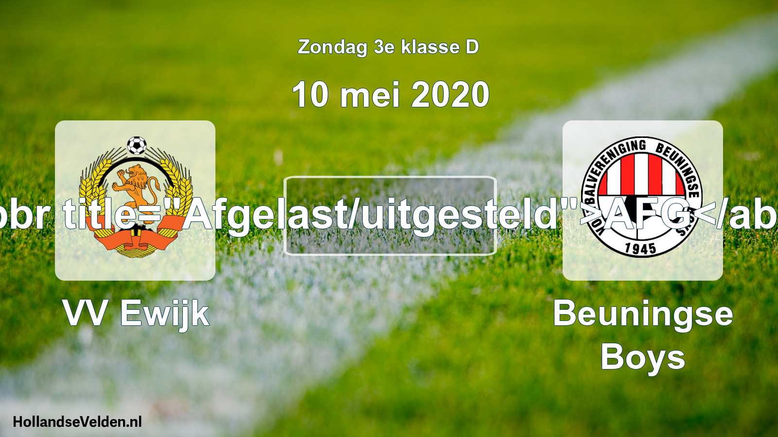 Scheduled Match: VV Ewijk - Beuningse Boys (10 May 2020)