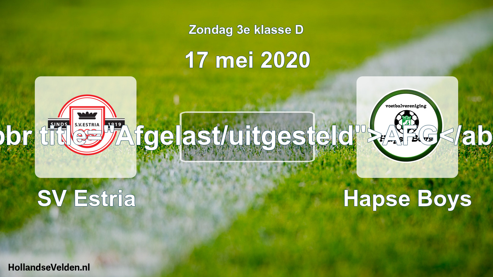 Scheduled Match: SV Estria - Hapse Boys (17 May 2020)