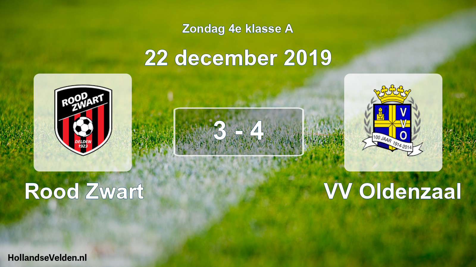 Total number of matches played: Rood Zwart - VV Oldenzaal 3 - 4 (22 December 2019)