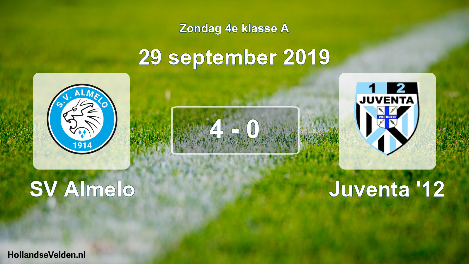 Total number of matches played: SV Almelo - Juventa '12 4 - 0 (29 September 2019)