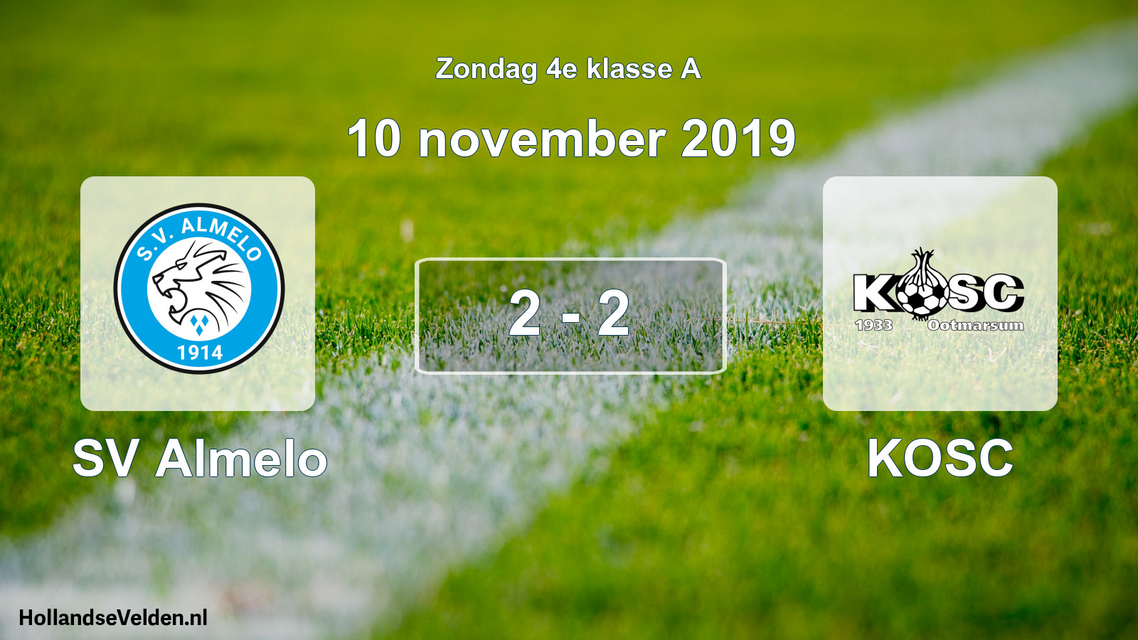 Total number of matches played: SV Almelo - KOSC 2 - 2 (10 November 2019)