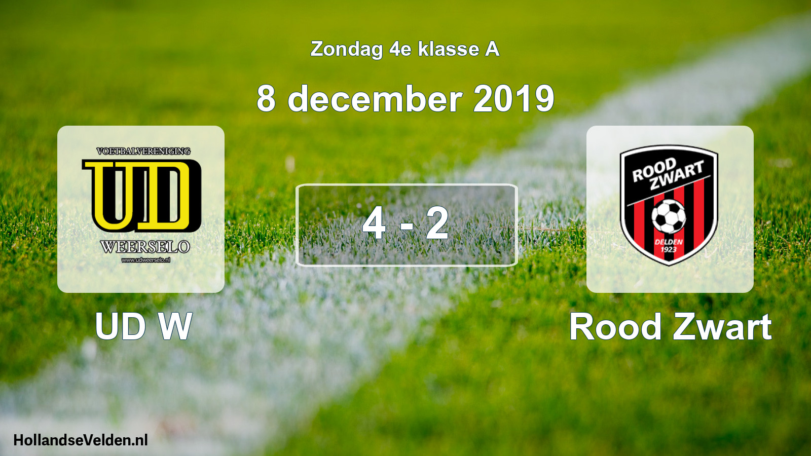 Total number of matches played: UD W - Rood Zwart 4 - 2 (8 December 2019)