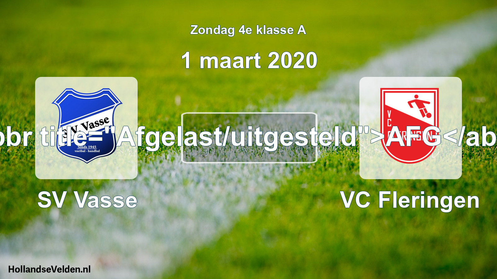 Scheduled Match: SV Vasse - VC Fleringen (1 March 2020)
