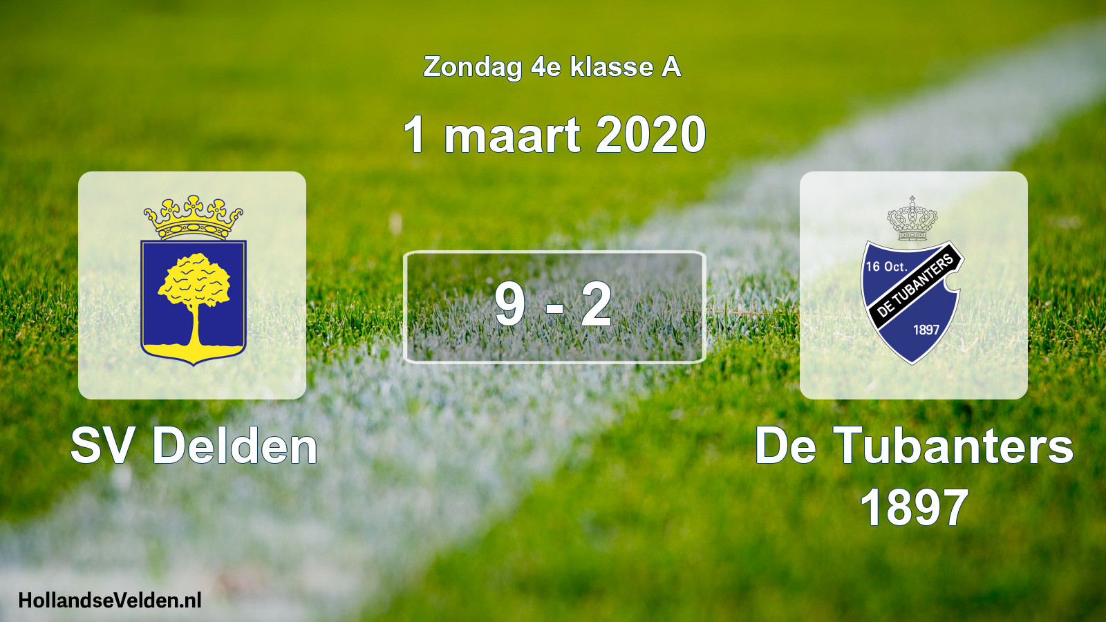 Total number of matches played: SV Delden - De Tubanters 1897 9 - 2 (1 March 2020)