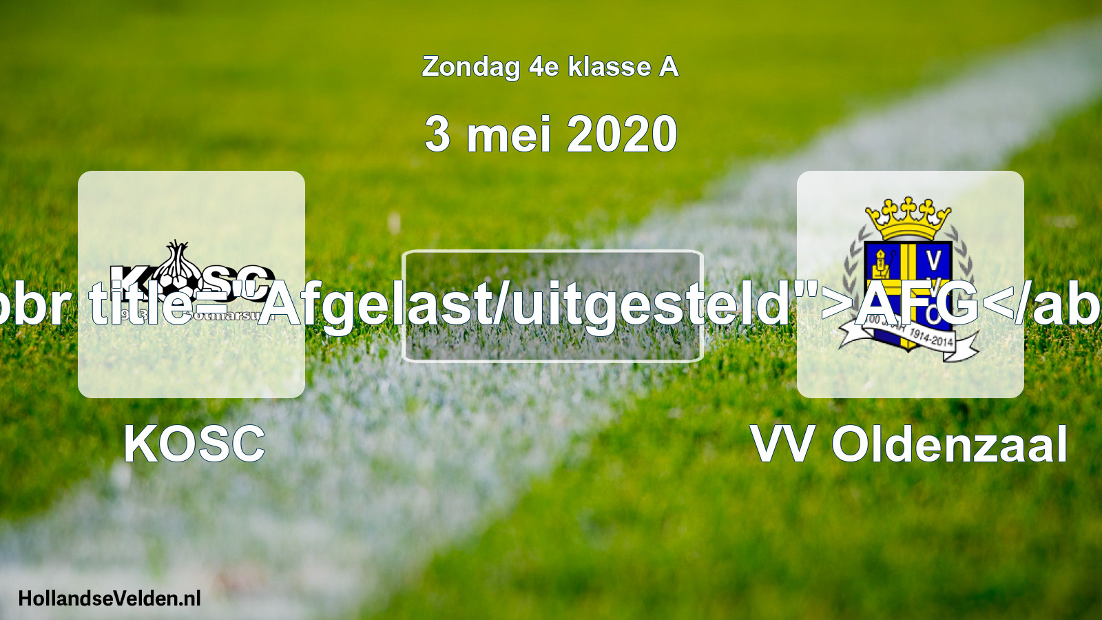 Scheduled Match: KOSC - VV Oldenzaal (3 May 2020)