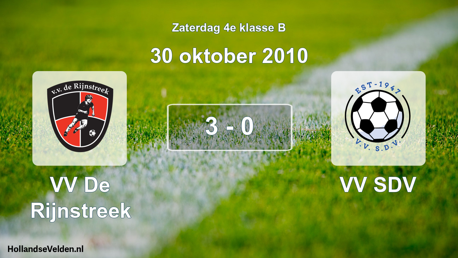 Total number of matches played: VV De Rijnstreek - VV SDV 3 - 0 (30 October 2010)